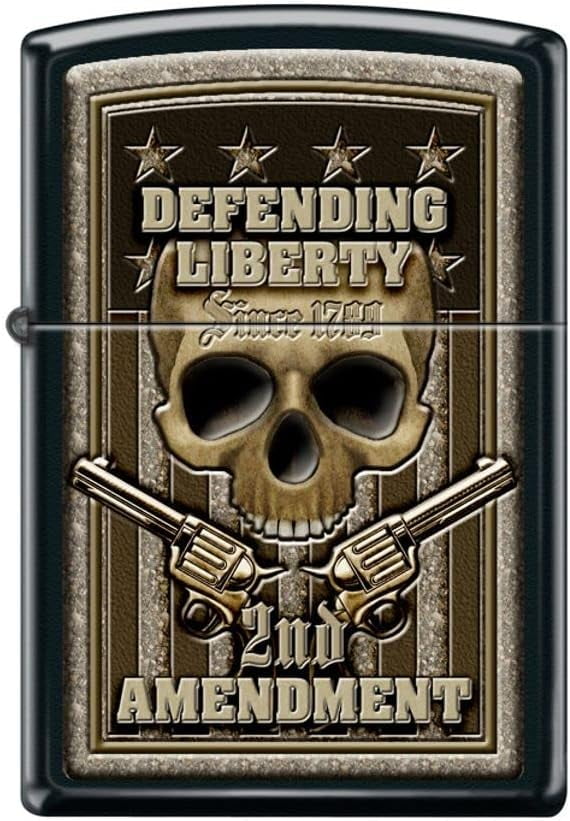 Zippo Lighter - Personalized Custom Message Engraved on Backside for Amendment Defending Liberty Black Matte #Z5264