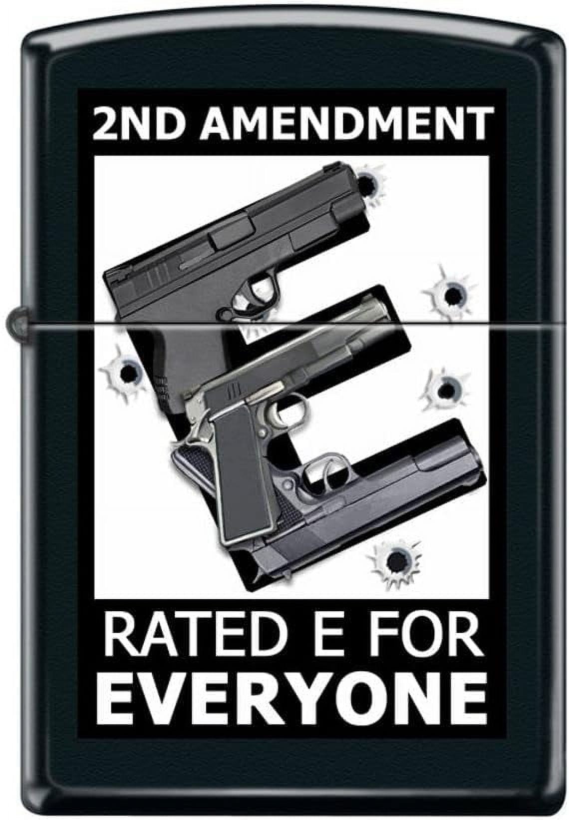Zippo Lighter - Personalized Custom Message Engraved on Backside for Amendment Rated E Black Matte #Z5105