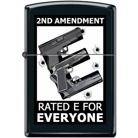 Zippo Lighter - Personalized Custom Message Engraved on Backside for Amendment Rated E Black Matte #Z5105