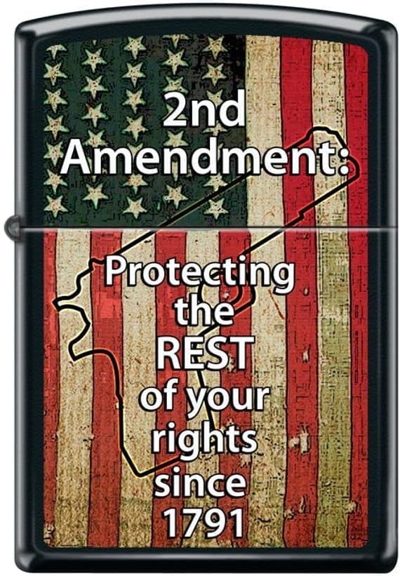 Zippo Lighter - Personalized Custom Message Engraved on Backside for Amendment Protecting Black Matte #Z5081