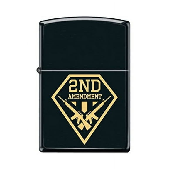 Zippo Lighter - Personalized Custom Message Engraved on Backside for Amendment Shield Black Matte #Z5292