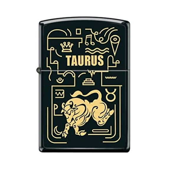 Zippo Lighter - Personalized Custom Message Engraved on Backside for Taurus Zodiac Black Matte #Z5308