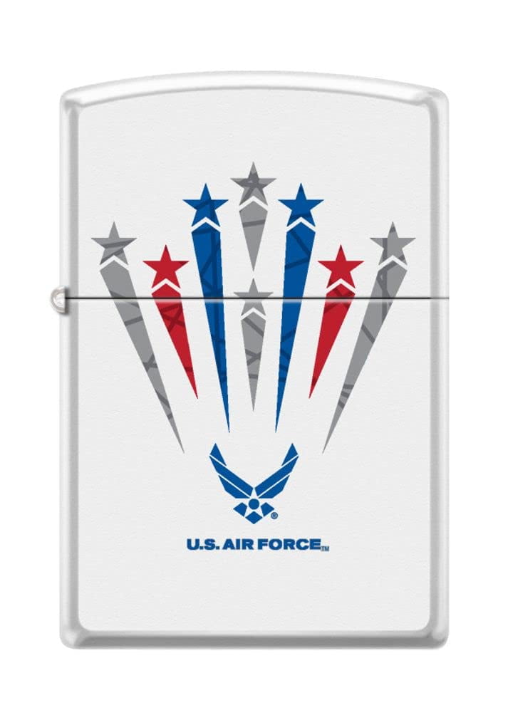 Zippo Lighter - Personalized Custom Message Engraved on Backside for U.S. Air Force USAF White Matte #Z5129