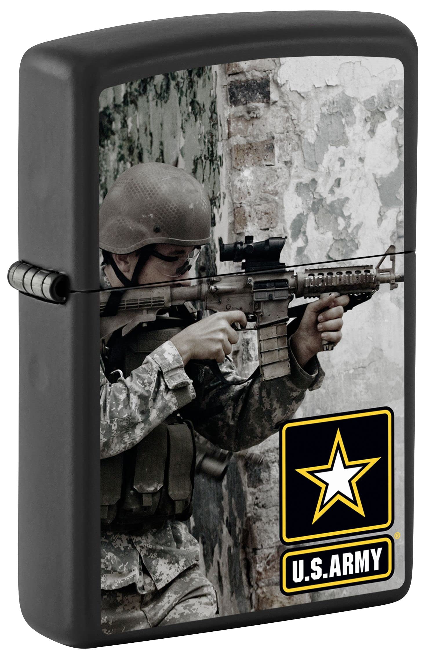 Zippo Lighter - Personalized Custom Message Engraved on Backside for U.S. Army Soldier Camouflage Black Matte #Z5019