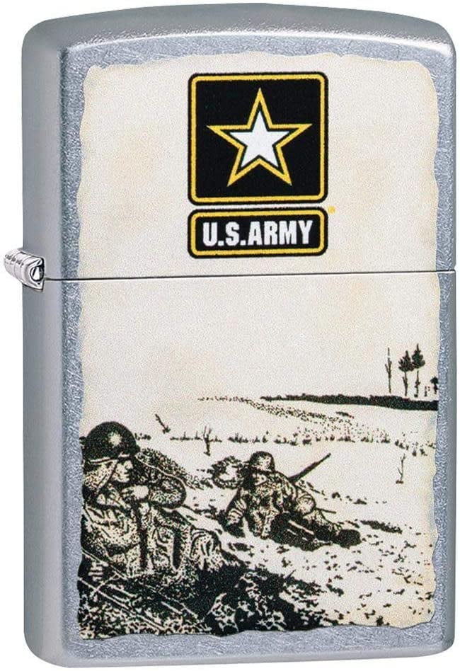 Zippo Lighter -Personalized Custom Message Engraved on Backside for U.S. Army USA Military Windproof Lighter (Army Battle 49152)