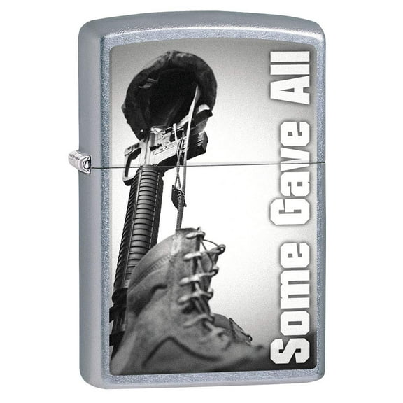 Zippo Lighter -Personalized Custom Message Engraved on Backside for U.S. Army USA Military Windproof Lighter (Some Gave All Military Tribute)