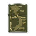 thumbnail image 1 of Zippo Lighter - Personalized Custom Message Engraved on Backside for Vietnam Dot Map War Green Matte #Z5287, 1 of 7