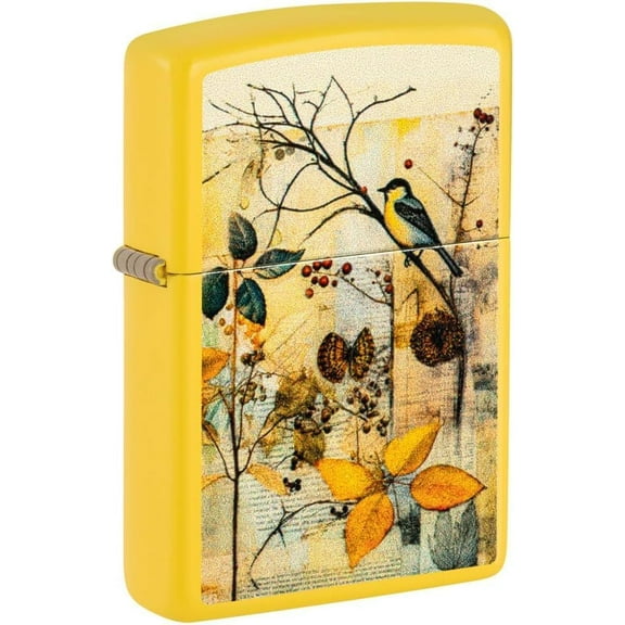 Zippo Lighter- Personalized Custom Message Engraved on Scrapbook Bird Design Sunflower Pocket Lighter 46580