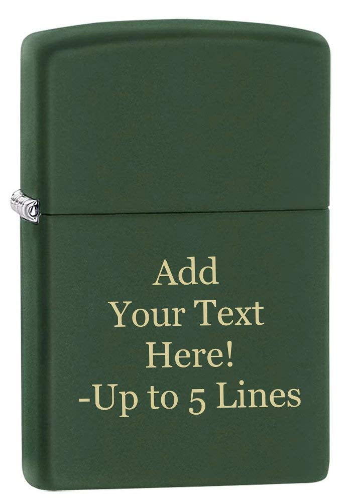 Zippo Lighter - Personalized Customize Message Engrave Green Matte Colors Windproof Lighter #221