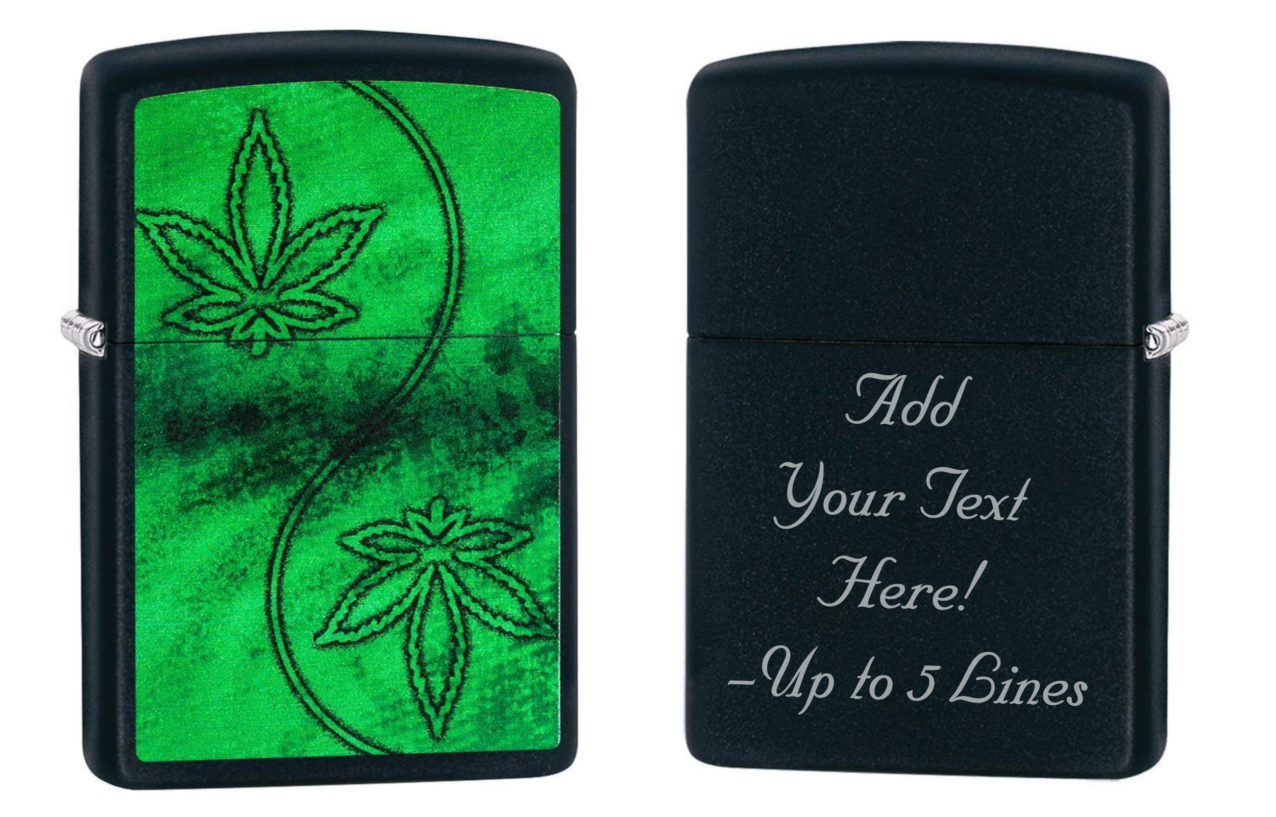 Zippo Lighter - Personalized Customize Message Engrave Neon Leaves Leaf #Z628