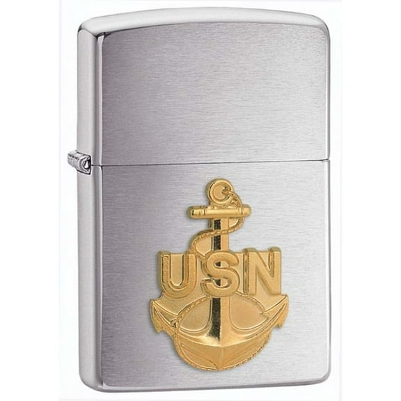 Zippo Lighter - Personalized Customize Message Engrave for Navy Brushed Chrome #280ANC