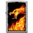 thumbnail image 1 of Zippo Lighter-Personalized Customize Message Engrave on Backside Fire Dragon Street Chrome Windproof Lighter #Z5529, 1 of 9