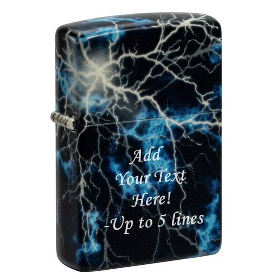Zippo Lighter - Personalized Customize Message Engrave on Backside Outdoor Wild Nature Mountain Moon Scene Design (Lightning Glow in The Dark 48610)