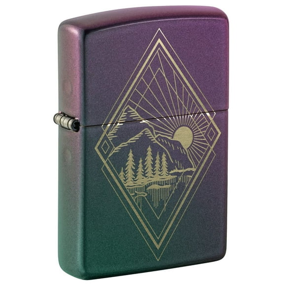 Zippo Lighter - Personalized Customize Message Engrave on Backside Outdoor Wild Nature Mountain Moon Scene Design (Mountain Scene #48382)