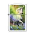 thumbnail image 1 of Zippo Lighter -Personalized Customize Message Engrave on Backside for Anne Stokes Unicorn Horned Horse Fantasy Rainbow Butterfly White Matte #Z5330, 1 of 9