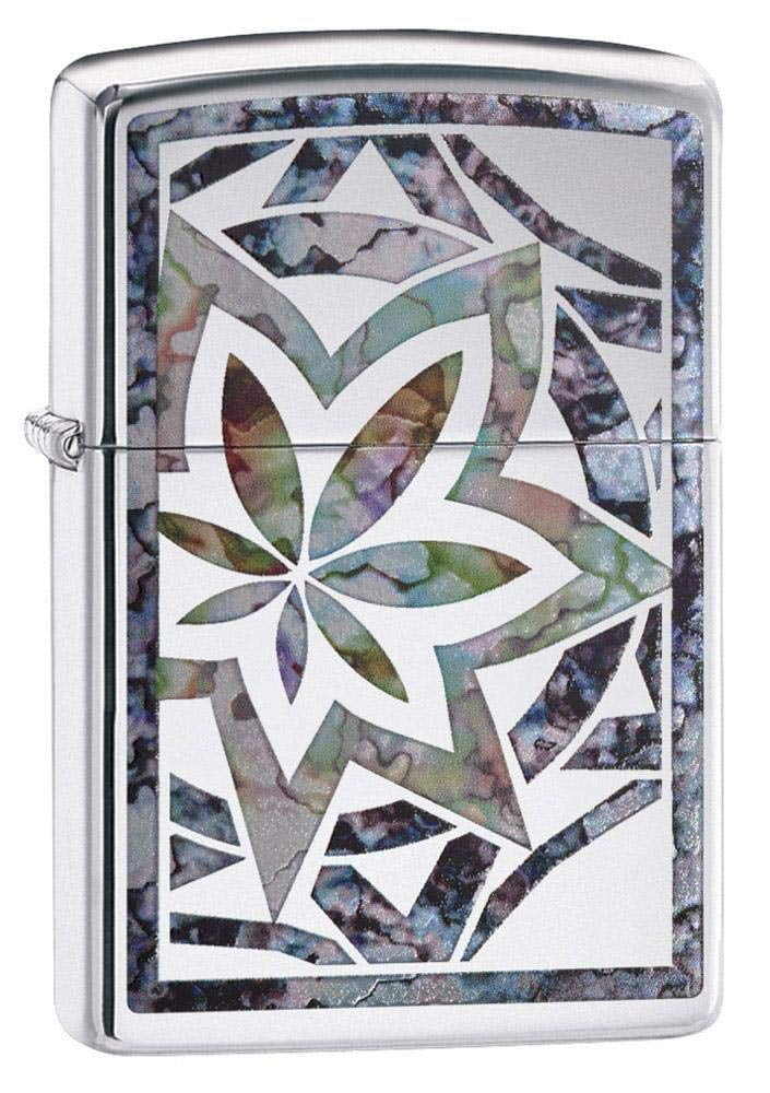 Zippo Lighter - Personalized Customize Message Engrave on Backside for Chrome Fusion Leaf Art #29727