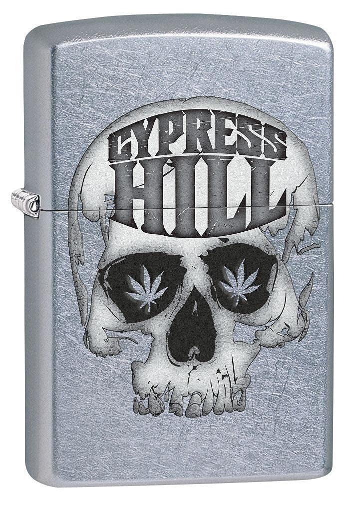 Zippo Lighter - Personalized Customize Message Engrave on Backside for Cypress Hill Skull and Leaves - Street Chrome #80295