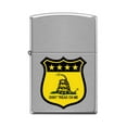 thumbnail image 1 of Zippo Lighter -Personalized Customize Message Engrave on Backside for Don't Tread On Me Flags Shields Stars Snake Satin Chrome #Z5342, 1 of 10
