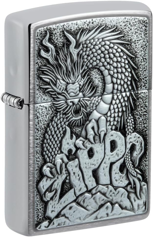 Zippo Lighter - Personalized Customize Message Engrave on Backside for Dragon (Dragon Emblem 48902)