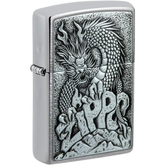 Zippo Lighter - Personalized Customize Message Engrave on Backside for Dragon (Dragon Emblem 48902)