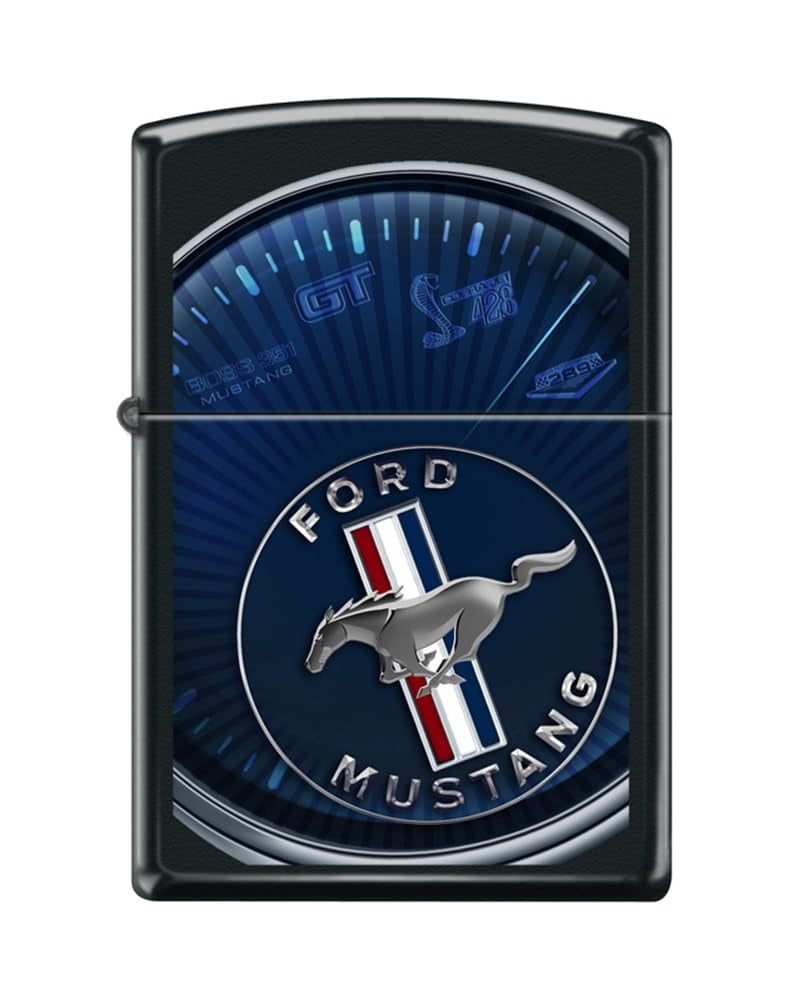 Zippo Lighter - Personalized Customize Message Engrave on Backside for Ford Design Zippo Lighter (Ford Mustang Gauge Z5554)