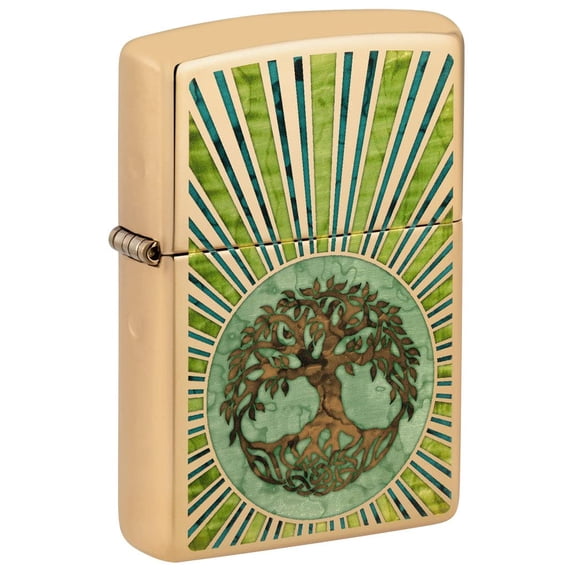 Zippo Lighter - Personalized Customize Message Engrave on Backside for Heart of The Tree (High Polish Brass #48391)