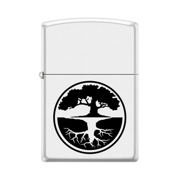 Zippo Lighter - Personalized Customize Message Engrave on Backside for Heart of The Tree (White Matte #Z5446)