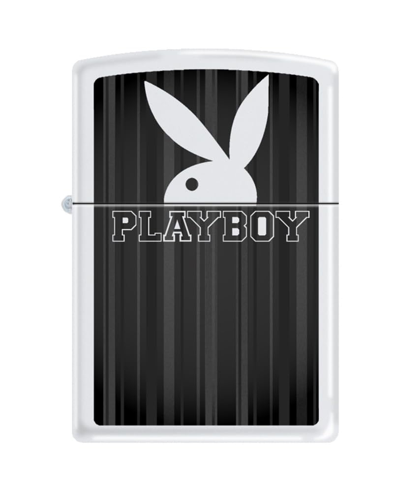 Zippo Lighter - Personalized Customize Message Engrave on Backside for Playboy Bunny (Bunny Rabbit Head Pinstripes Z5556)