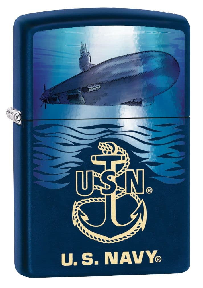 Zippo Lighter - Personalized Customize Message Engrave on Backside for U.S. Navy Windproof Zippo Lighter (Navy USN Submarine #Z5035)