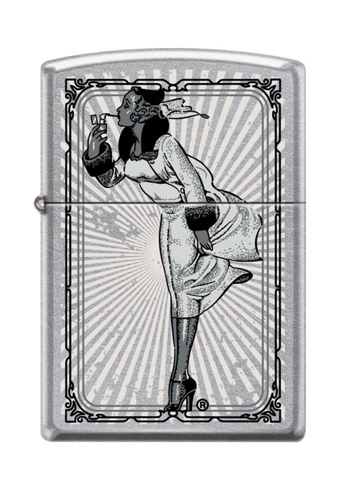 Zippo Lighter - Personalized Customize Message Engrave on Backside for Zippo Brand Design Logo Lighter (Vintage Poster Windy Varga Girl Z5099)