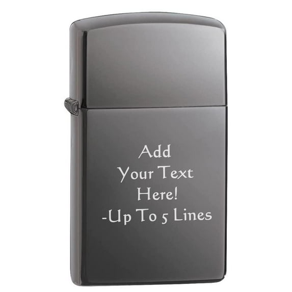 Zippo Lighter - Personalized Customize Message Engrave on Slim Size Windproof Lighter (Black Ice #20492)