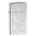 thumbnail image 1 of Zippo Lighter - Personalized Customize Message Engrave on Slim Size Windproof Lighter (Chrome Venetian) #1652, 1 of 10