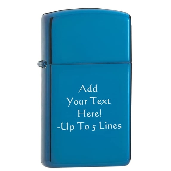 Zippo Lighter - Personalized Customize Message Engrave on Slim Size Windproof Lighter (Sapphire #20494)