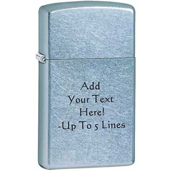 Zippo Lighter - Personalized Customize Message Engrave on Slim Size Windproof Lighter (Street Chrome #1607)
