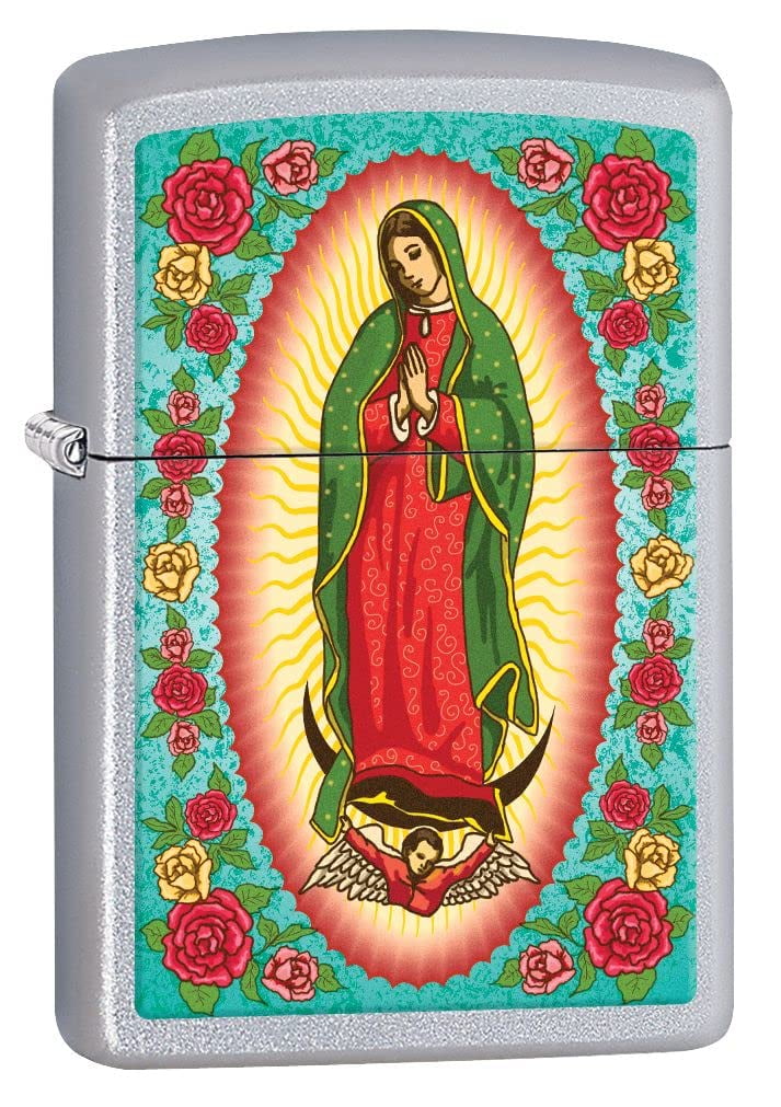 Zippo Lighter- Personalized Engraved Message on Backside Cross Prayer Design Windproof Lighter (Mary Guadalupe Prayer #Z5088)