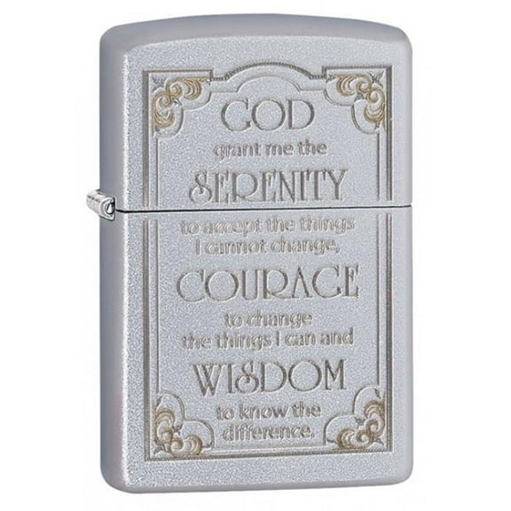 Zippo Lighter- Personalized Engraved Message on Backside Cross Prayer Design Windproof Lighter (Serenity Prayer 28458)
