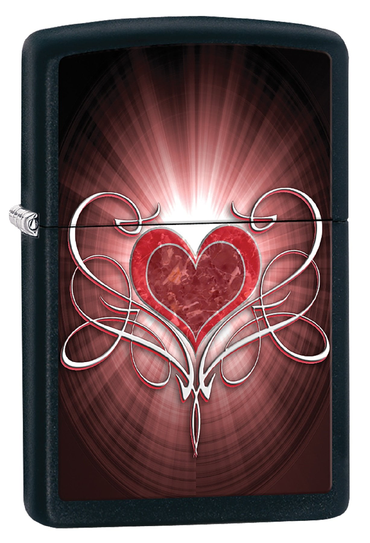 Zippo Lighter - Personalized Message Engraved Backside on Heart Design Windproof Lighter (Love Heart #Z458)