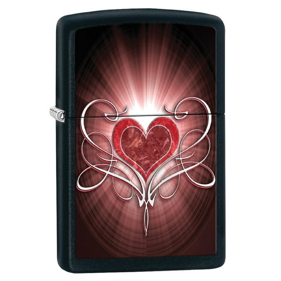 Zippo Lighter - Personalized Message Engraved Backside on Heart Design Windproof Lighter (Love Heart #Z458)