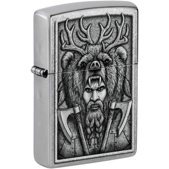 Zippo Lighter - Personalized Message Engraved Backside on Viking Design Windproof Lighter (Barbarian 48731)