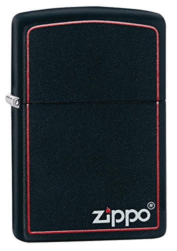Zippo Lighter - Personalized Message Engraved Customized Black Matte Color Windproof Lighter Red Border Logo #218ZB