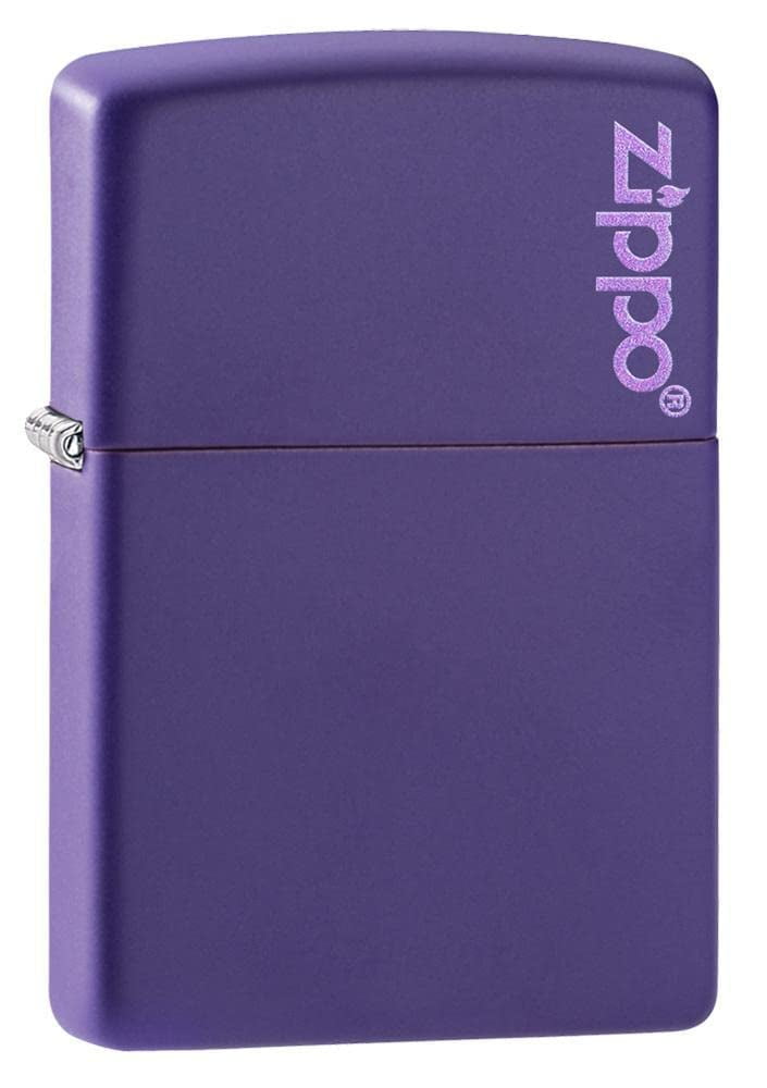 Zippo Lighter - Personalized Message Engraved Customized Purple Matte with Logo #237ZL