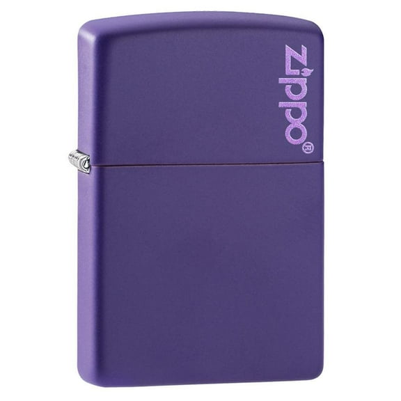 Zippo Lighter - Personalized Message Engraved Customized Purple Matte with Logo #237ZL