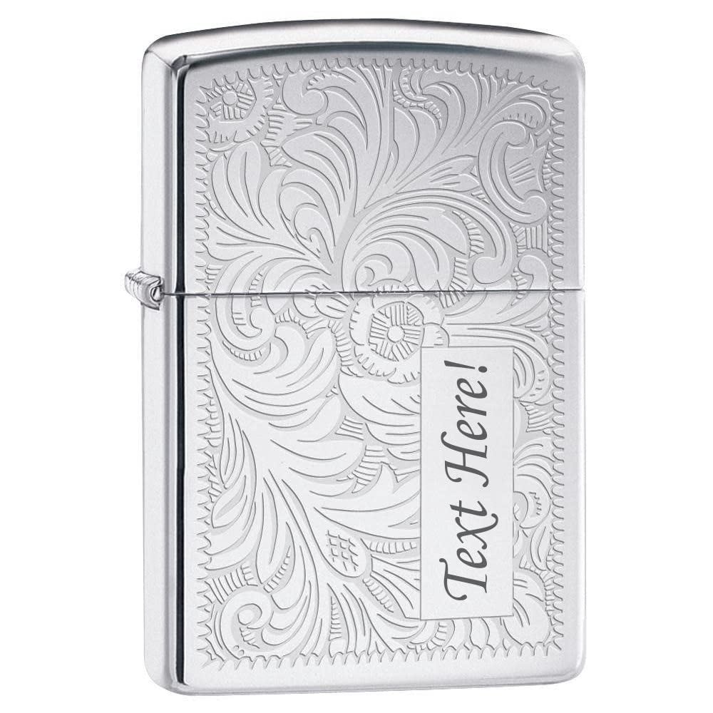 Zippo Lighter - Personalized Message Engraved for Venetian High Polish Chrome Windproof Zippo Lighter #352