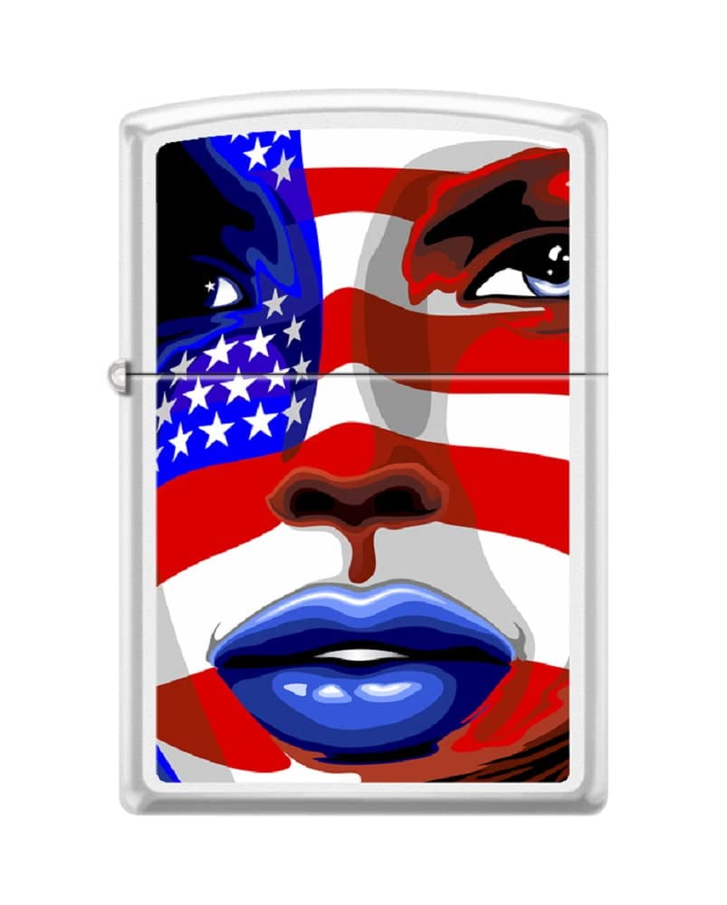 Zippo Lighter - Personalized Message Engraved on Backside Americana Eagle USA Flag Patriotic Windproof Lighter (Stars and Stripes Face #Z6003)