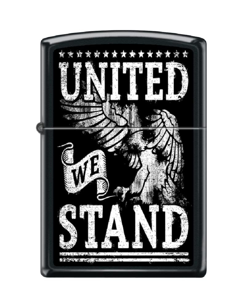 Zippo Lighter - Personalized Message Engraved on Backside Americana Eagle USA Flag Patriotic Windproof Lighter (United We Stand #Z6005)