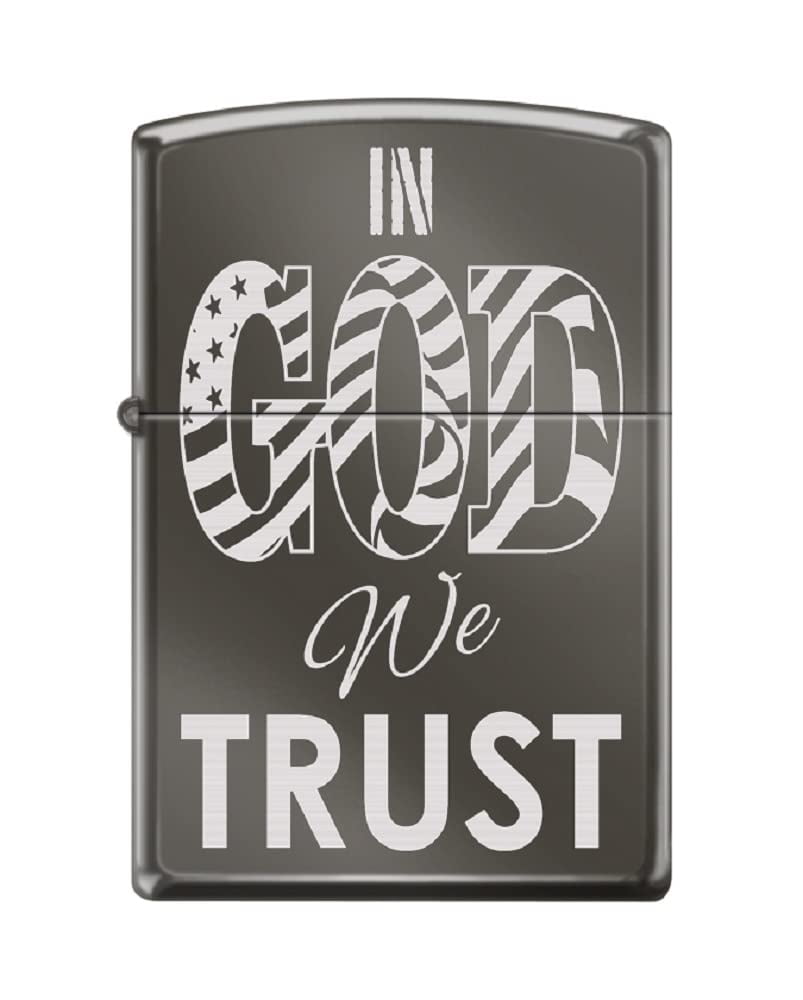 Zippo Lighter - Personalized Message Engraved on Backside Americana Eagle USA Flag Patriotic Windproof Lighter (in God We Trust #Z6028)