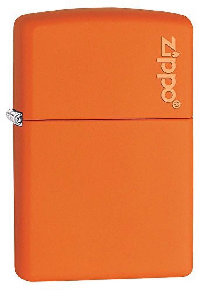 Zippo Lighter - Personalized Message Engraved on Backside Customized Orange Matte with Logo Windproof Lighter #231ZL