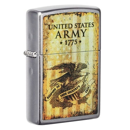 Zippo Lighter - Personalized Message Engraved on Backside Customized for U.S. Army Windproof Lighter (Street Chrome 49315) #49315