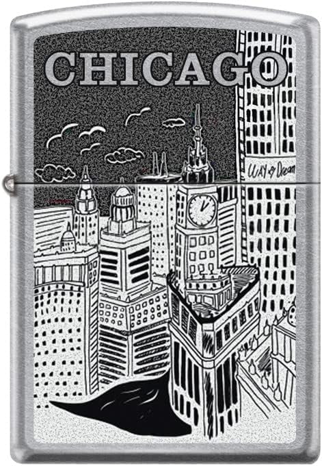 Zippo Lighter-Personalized Message Engraved on Backside Customized for USA City and States Windproof Lighter (Chicago City Z104)
