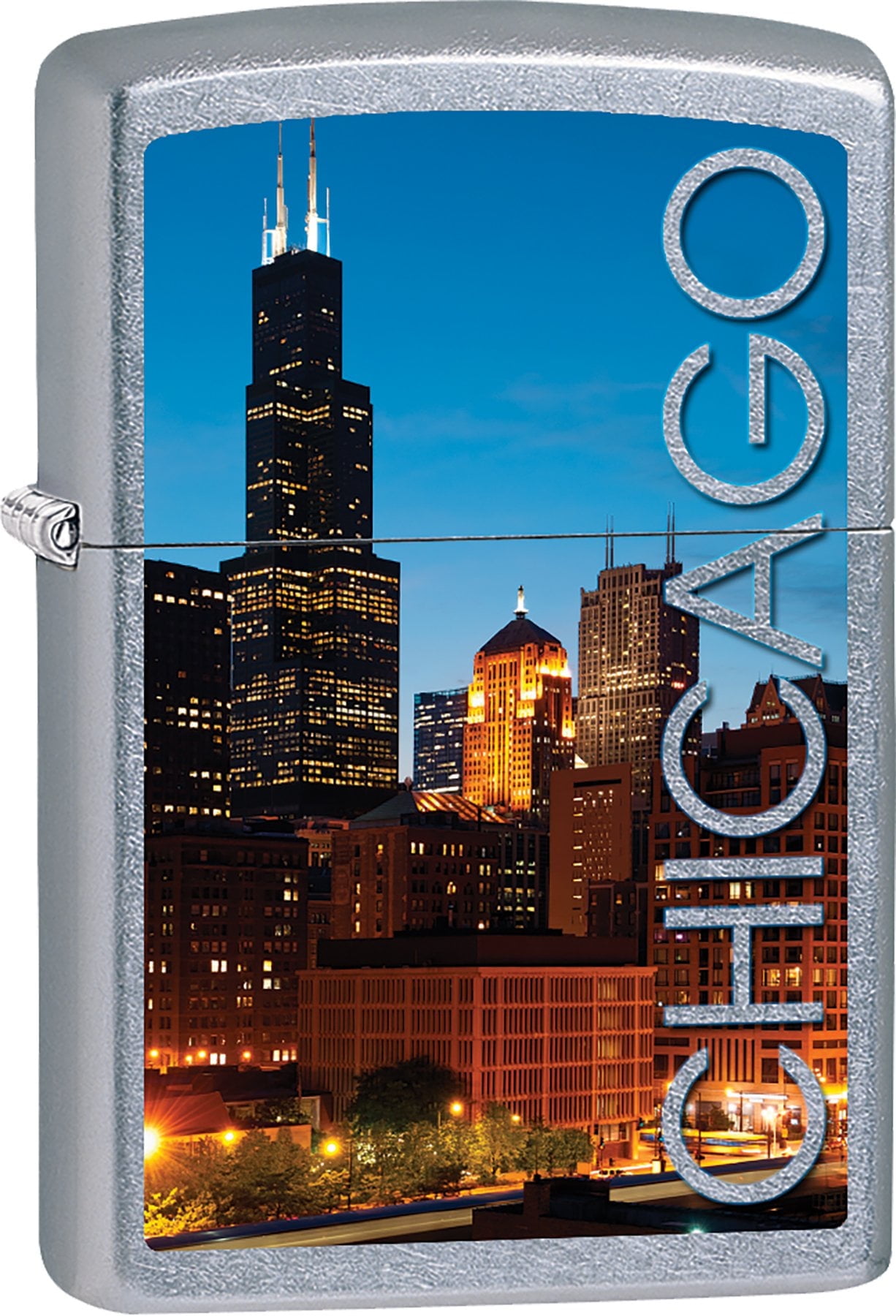 Zippo Lighter-Personalized Message Engraved on Backside Customized for USA City and States Windproof Lighter (Chicago Skyscrape Z099)